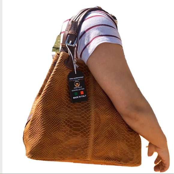 Vera pelle Leather made in Florence suede satchel - Picture 6 of 8